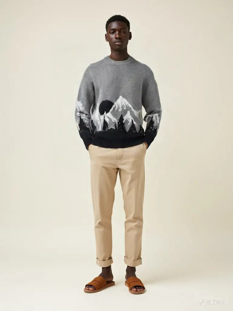 Pull Homme Montagne Gris bonhomme