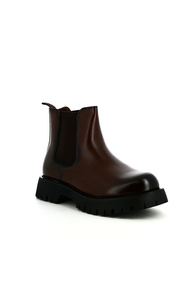Bottines Chelsea homme Bonhomme marron en polyuréthane avec semelle épaisse crantée et élastiques latéraux