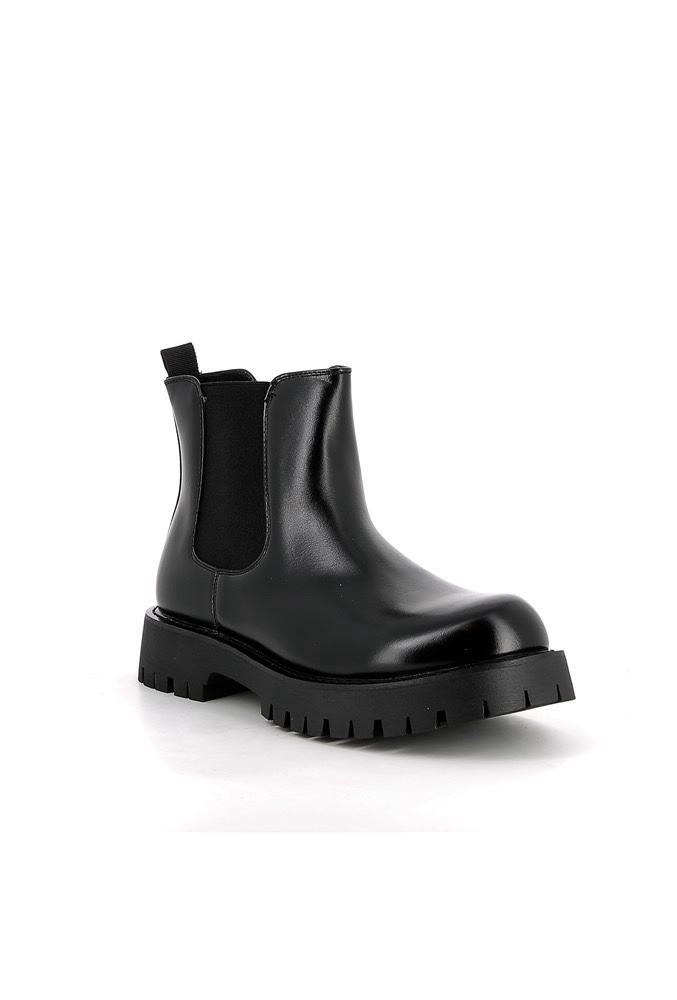 Bottines Chelsea Bonhomme noires pour homme en polyuréthane avec semelle épaisse crantée et élastiques latéraux
