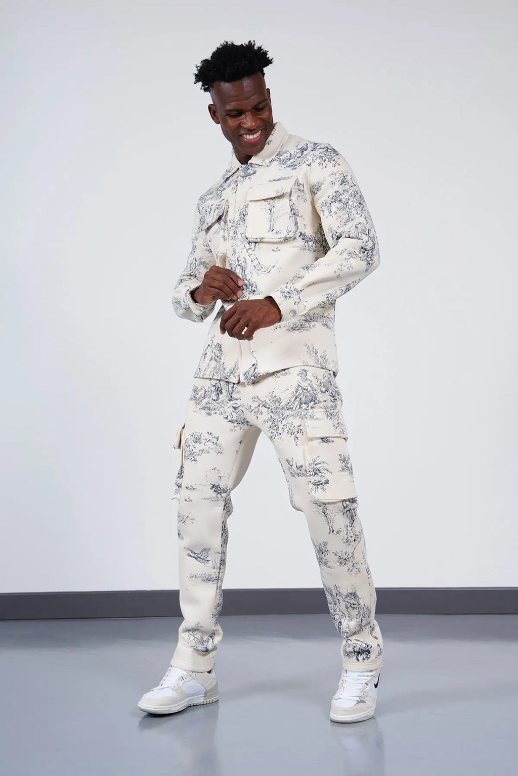 Ensemble jogging toile de jouy beige bonhomme