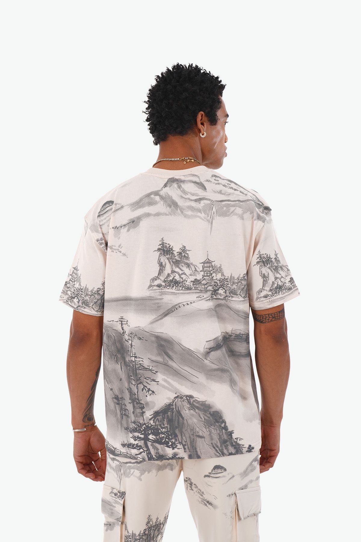 Tee Shirt Blanc imprimé Montagne