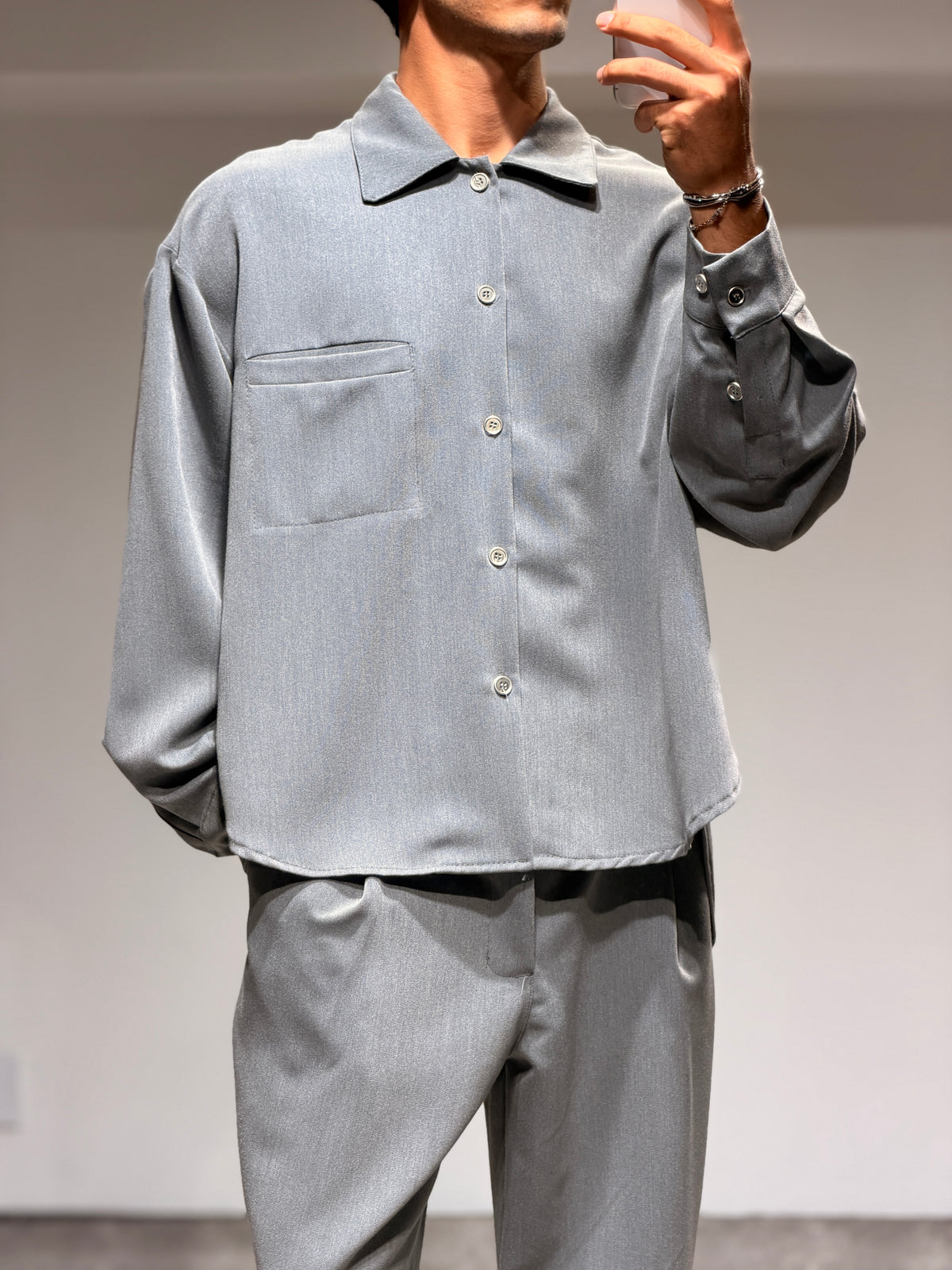 Chemise Boxy Homme Coupe Courte, Manches Longues
