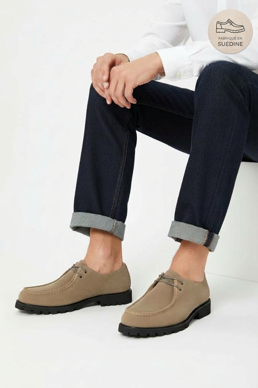 Chaussures derby homme moc-toe semelle chunky