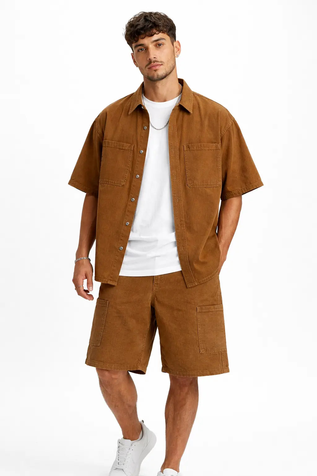 Ensemble chemise manches courtes & short cargo – coupe oversize bonhomme