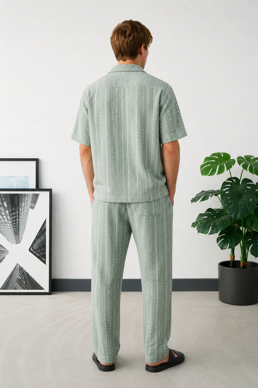 Ensemble Homme Texturé Chemise et Pantalon Assortis