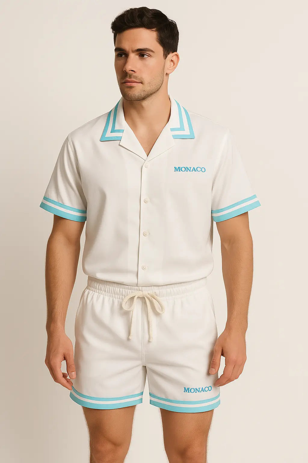 Ensemble Monaco Blanc Bleu bonhomme