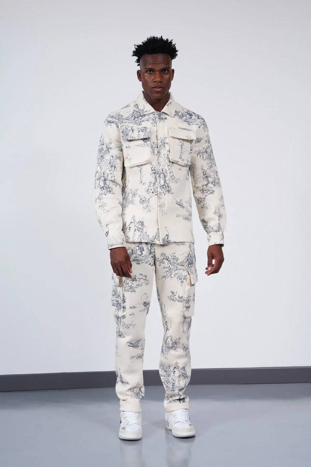 Ensemble jogging toile de jouy beige bonhomme