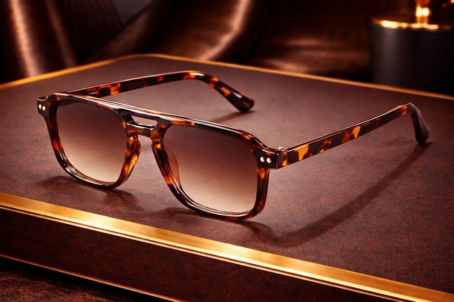 Lunettes de soleil aviateur double pont monture écaille bonhommeboutique