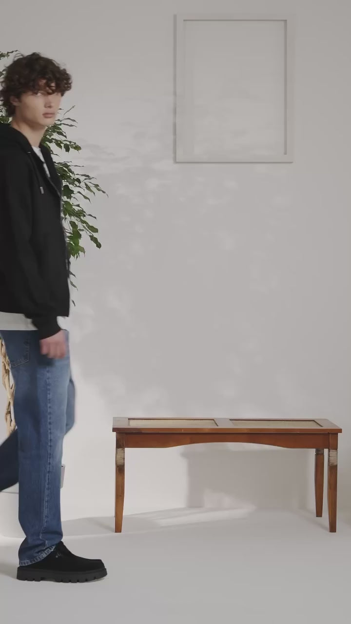 Veste noir Coeur Blanc avec capuche et fermeture Zip