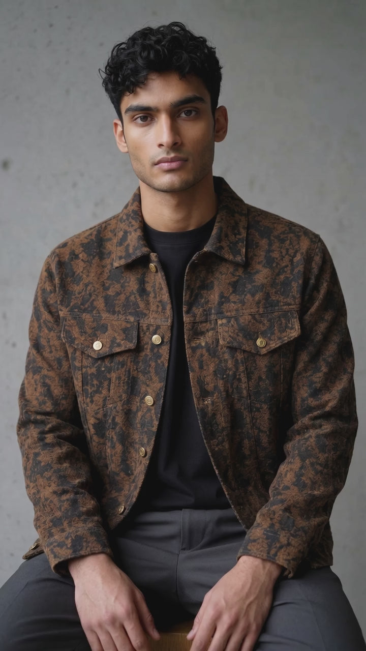 Veste en jeans homme velours texturée à boutons pression coupe moderne
