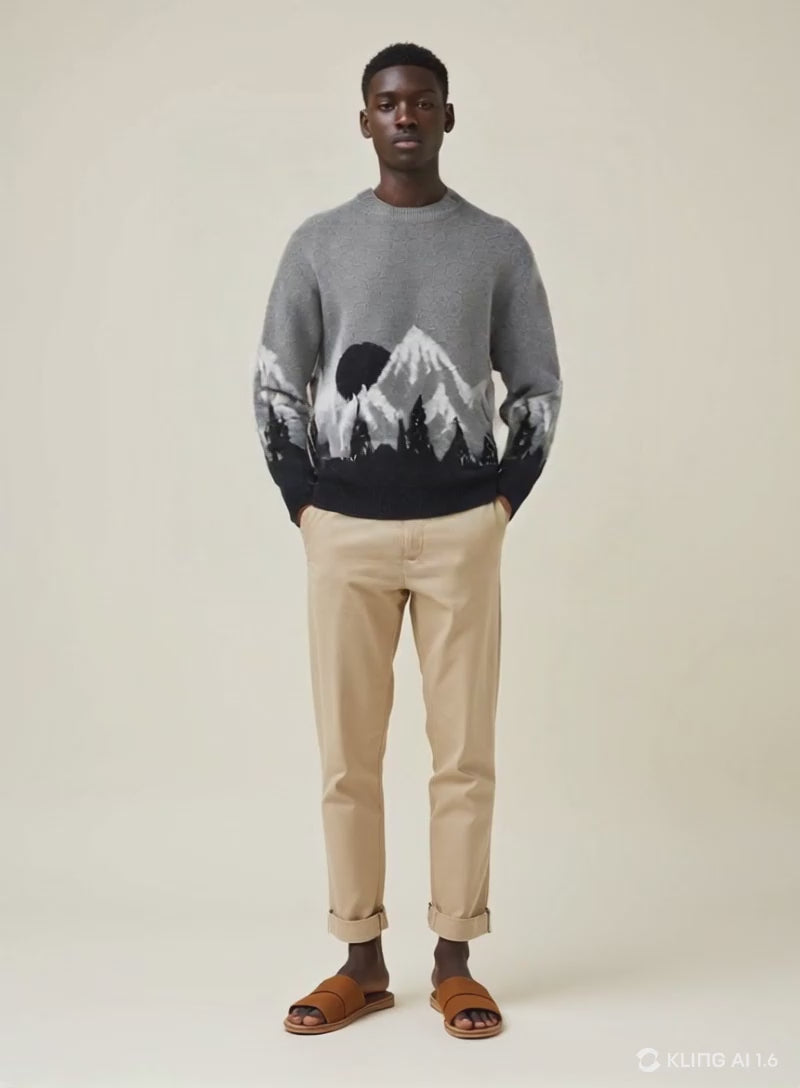 Pull Homme Montagne Gris