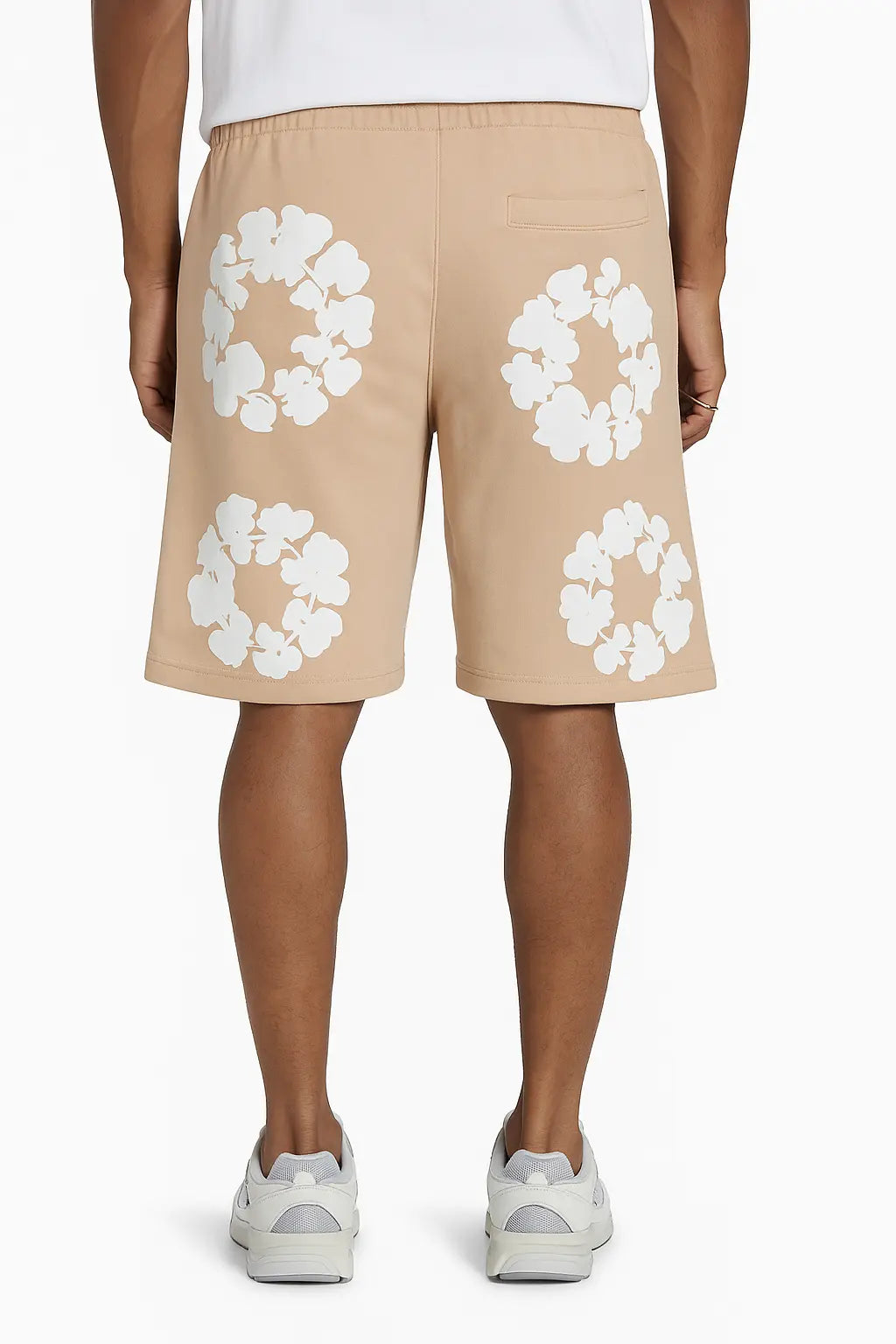 Short Molleton Fleuri Beige Blanc - bonhomme