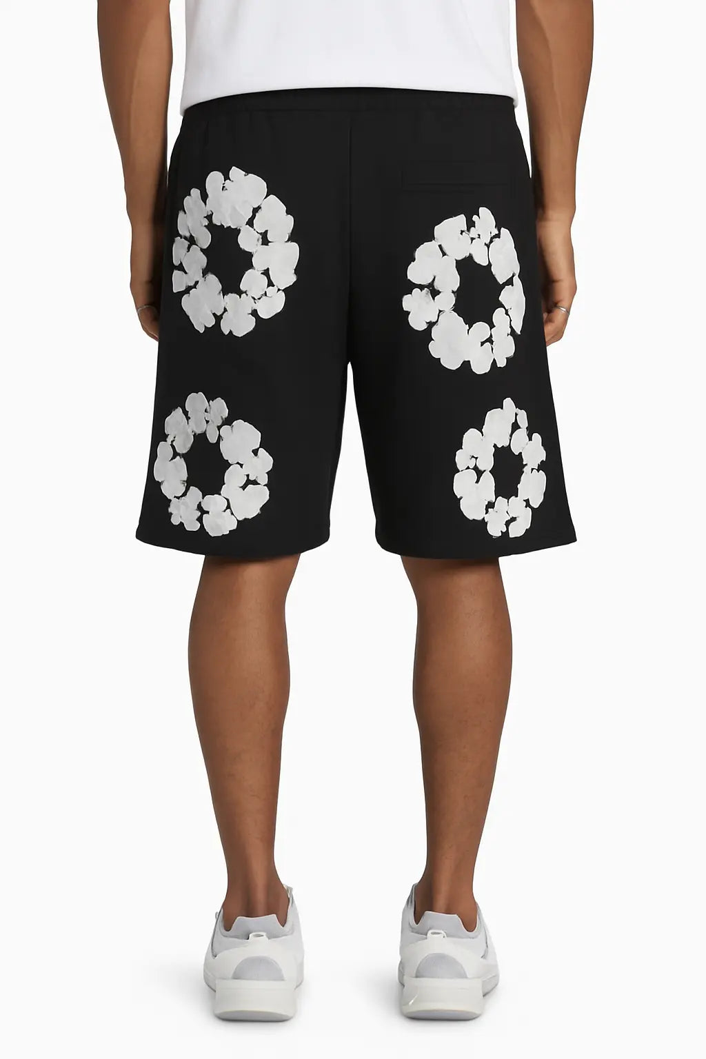 Short Molleton Fleuri Noir Blanc - bonhomme