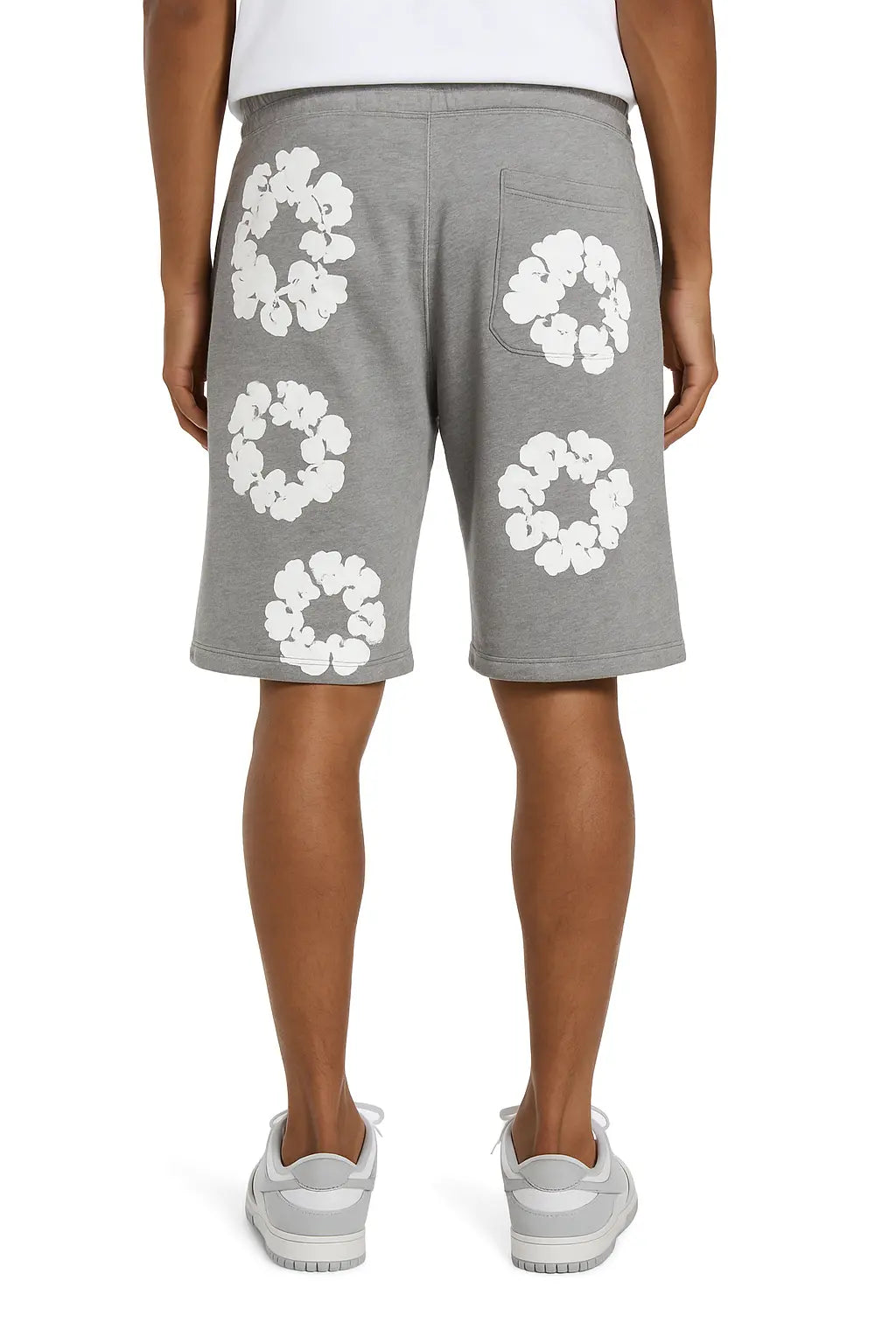 Short Molleton Fleuri Gris Blanc - bonhomme