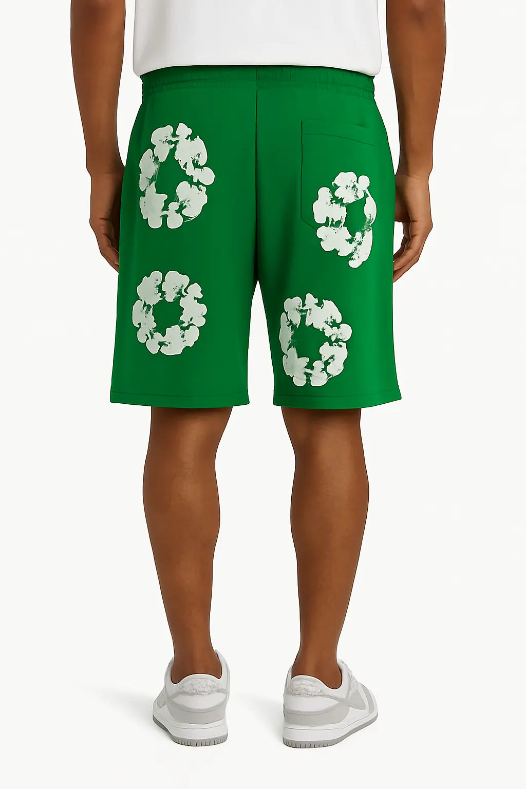 Short Molleton Fleuri Vert Blanc - bonhomme