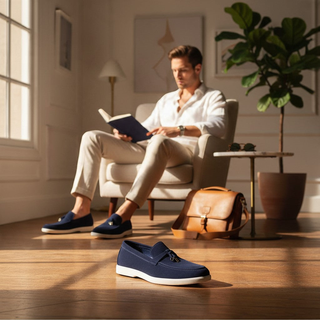 Mocassin homme daim beige slip-on – photo 6