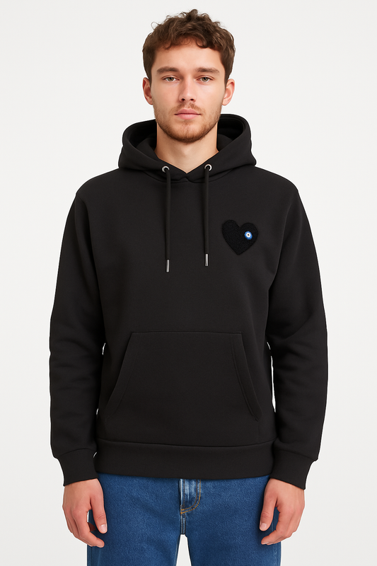 Sweat capuche Noir avec cœur Noir