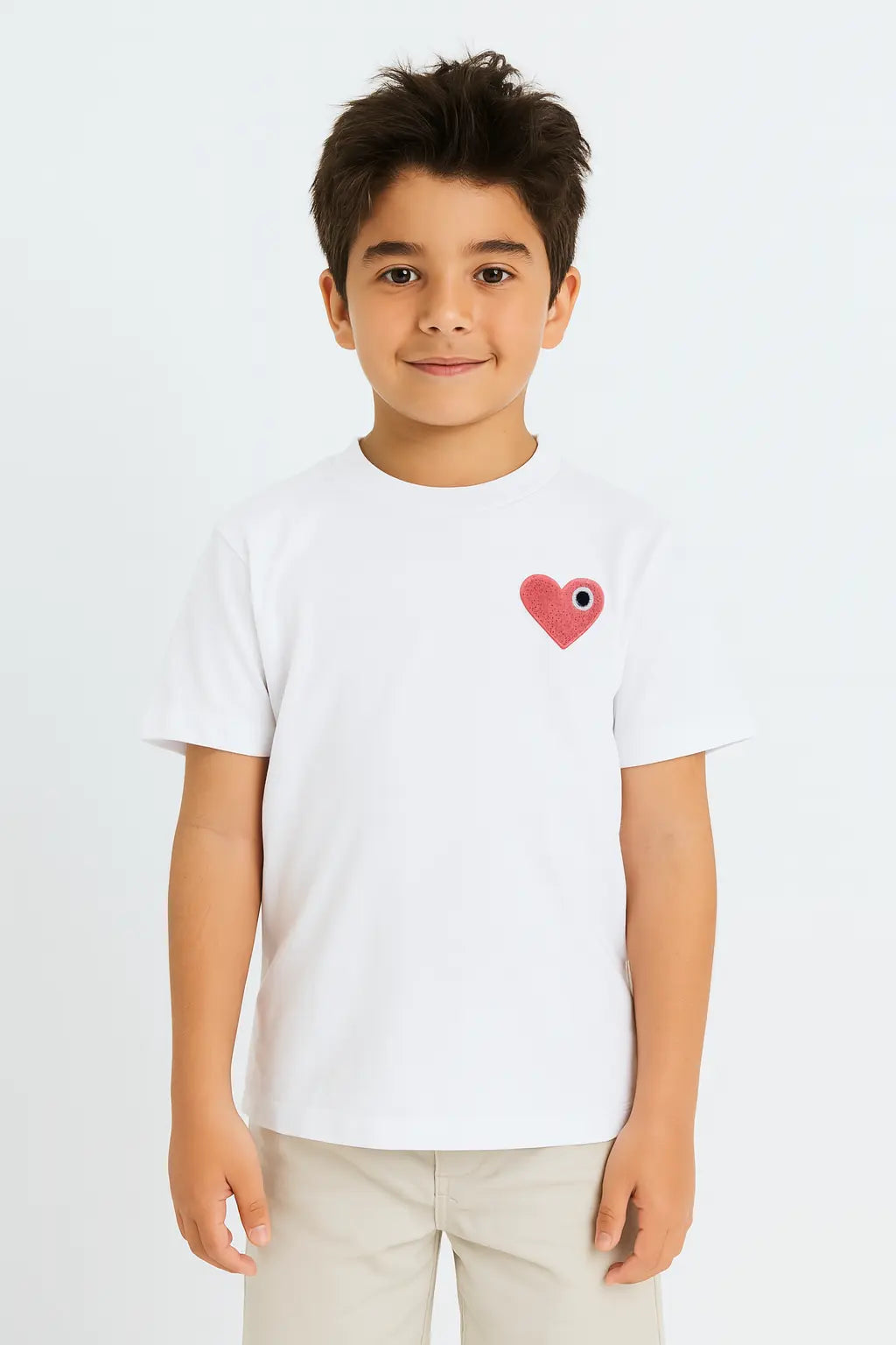Tee Shirt enfant Cœur Rose Blanc - bonhomme