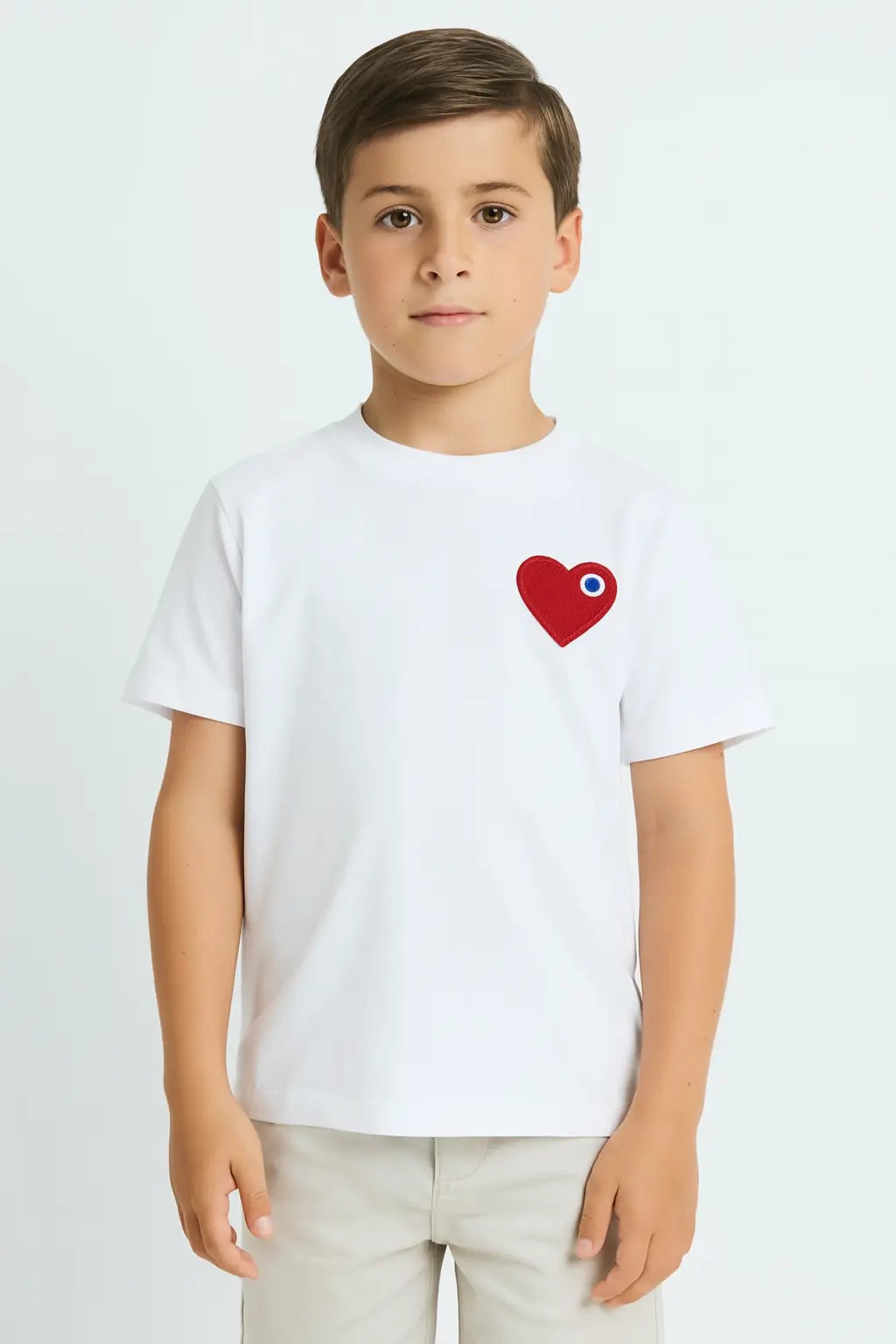 Tee Shirt enfant Cœur Blanc Rouge - bonhomme