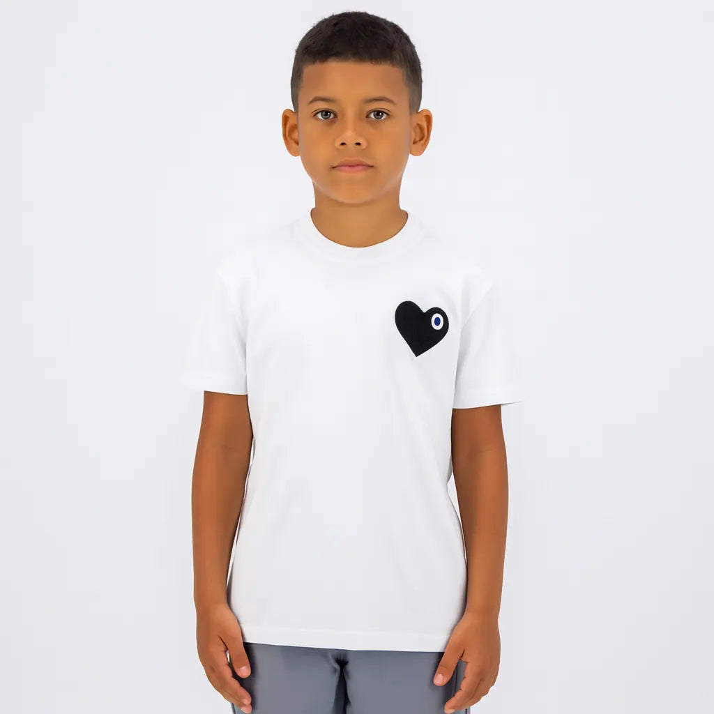 Tee Shirt enfant Cœur Blanc Noir - bonhomme