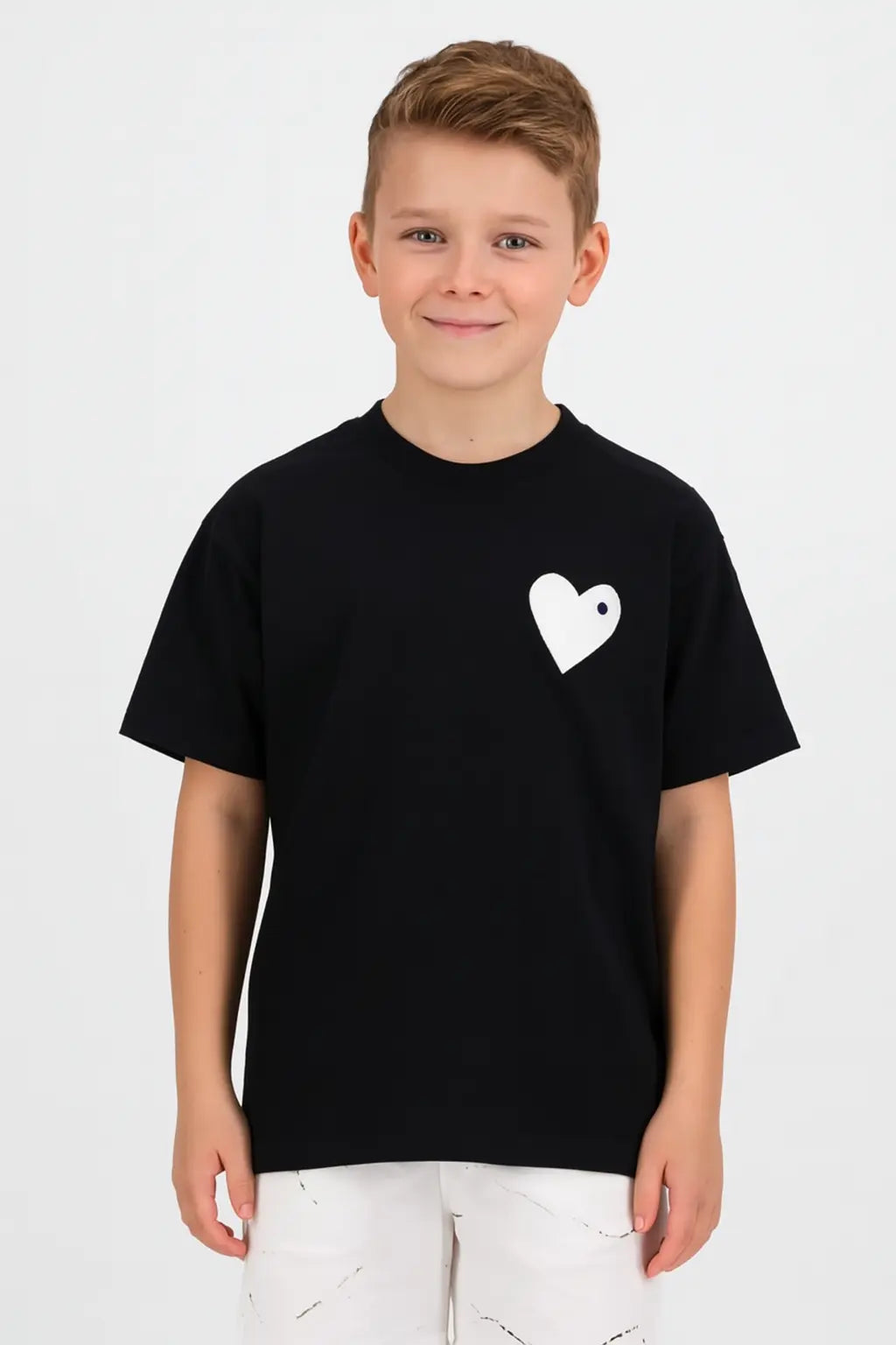 Tee Shirt enfant Cœur Noir Blanc - bonhomme