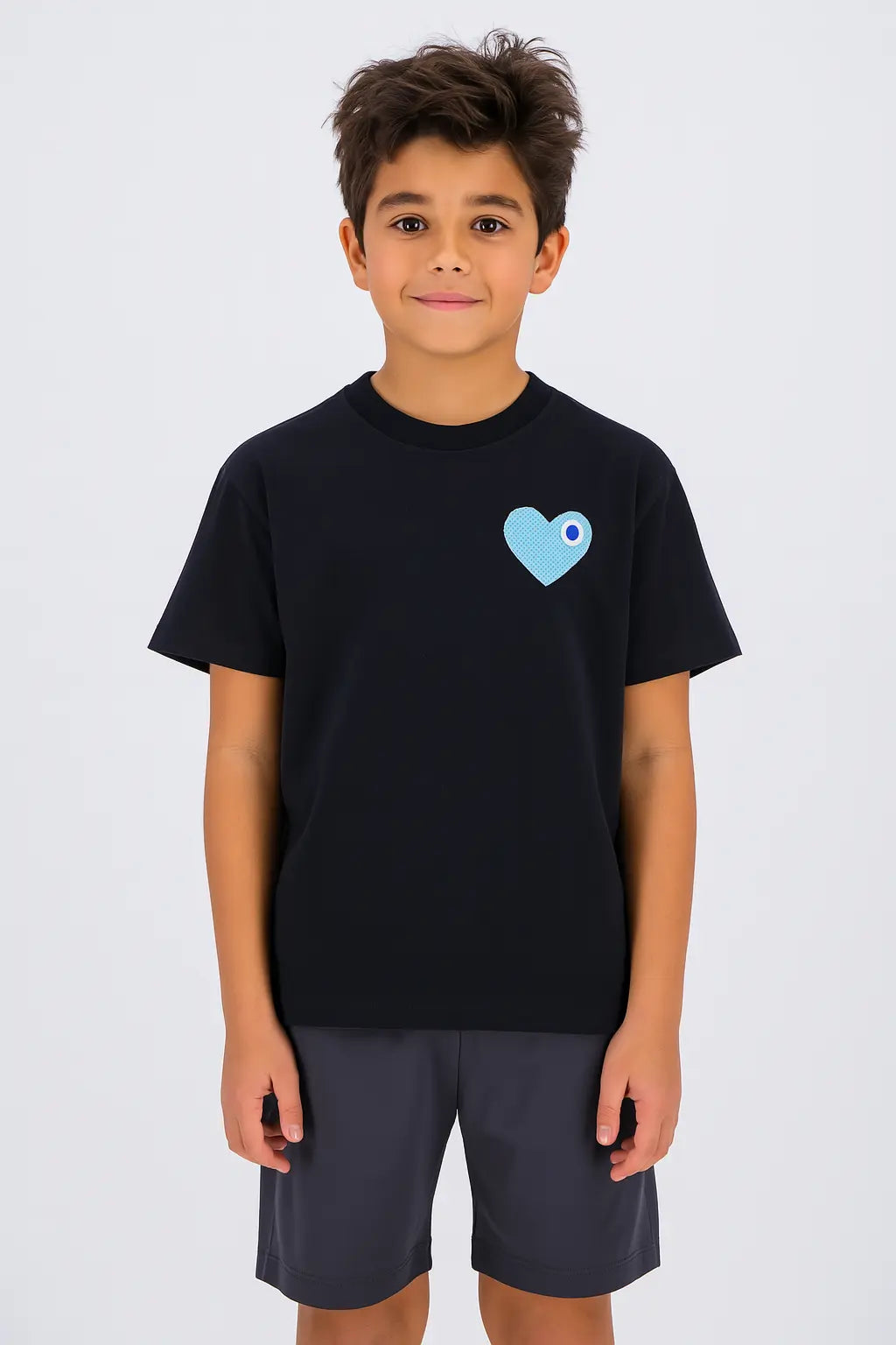Tee Shirt enfant Cœur Noir Ciel - bonhomme