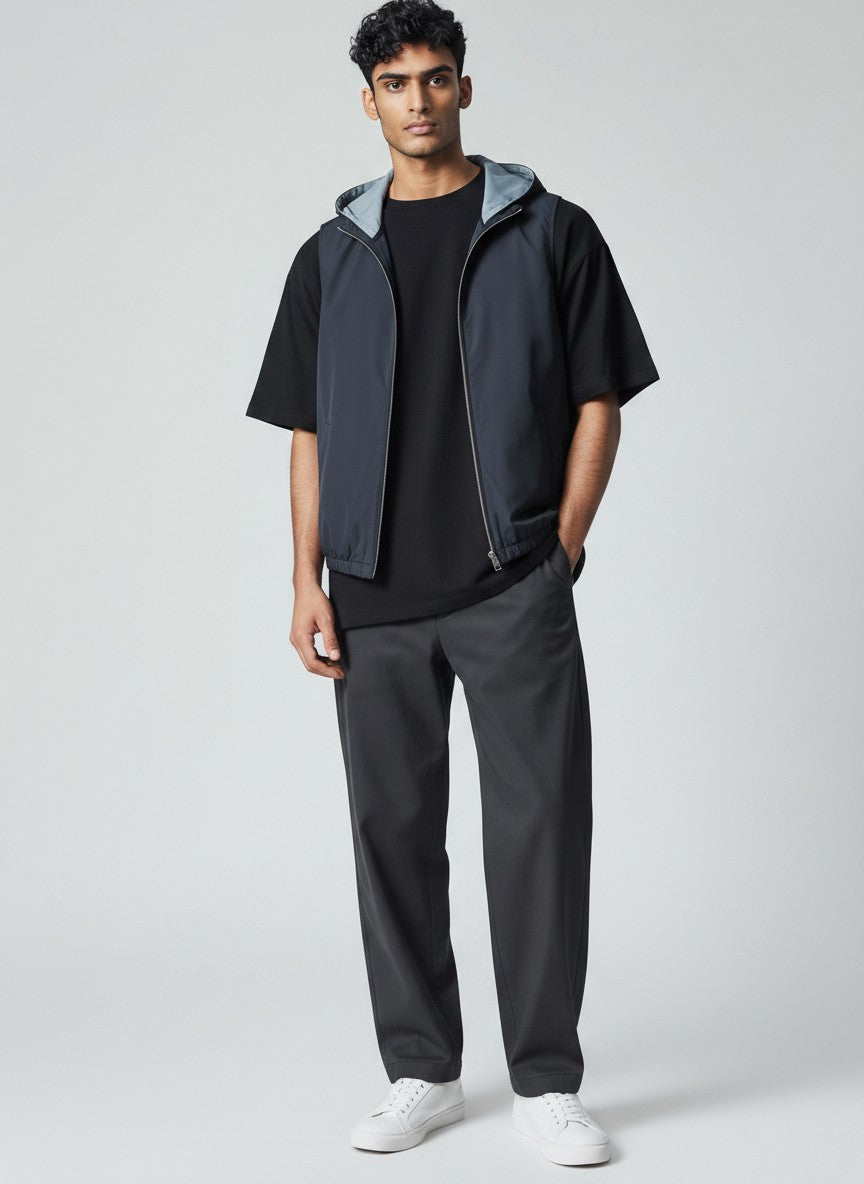 Veste sans manches réversible à capuche