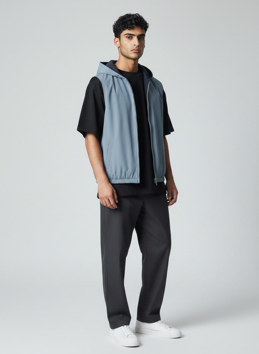 Veste sans manches réversible à capuche