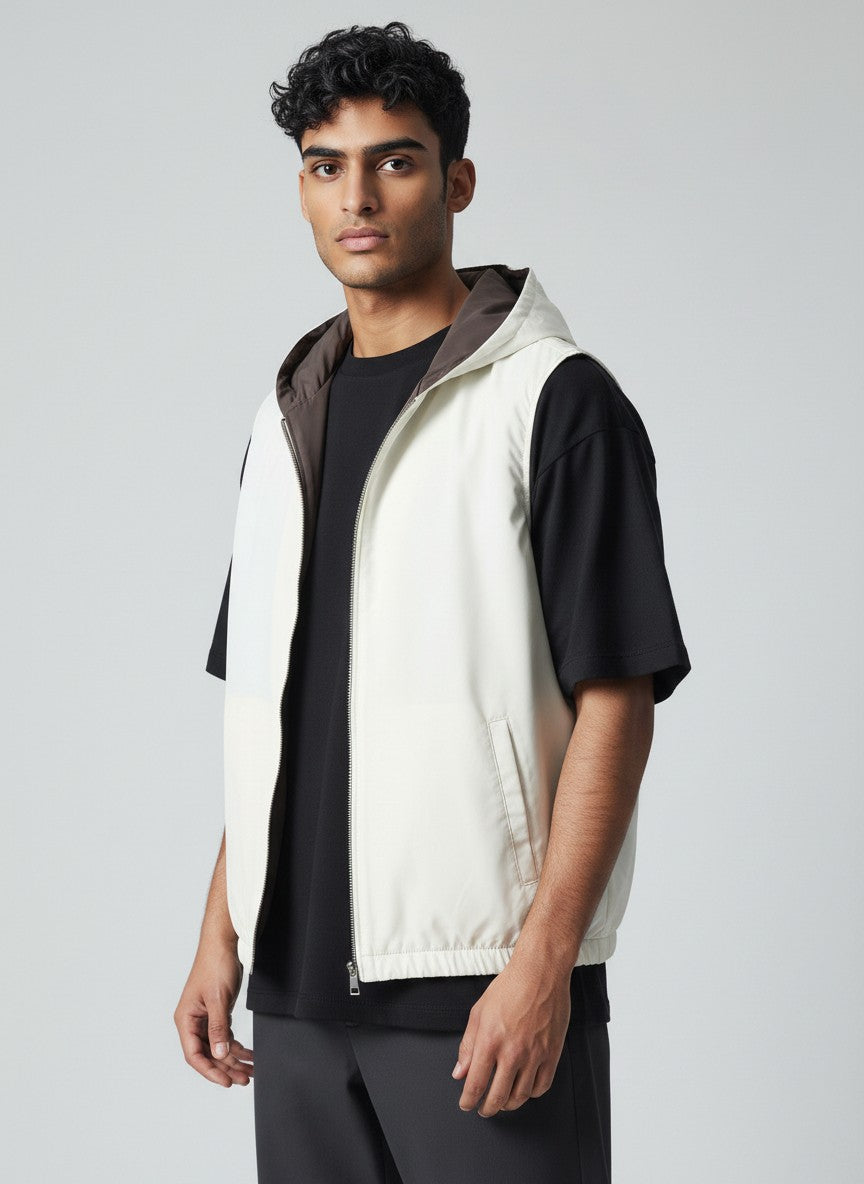 Veste sans manches réversible à capuche